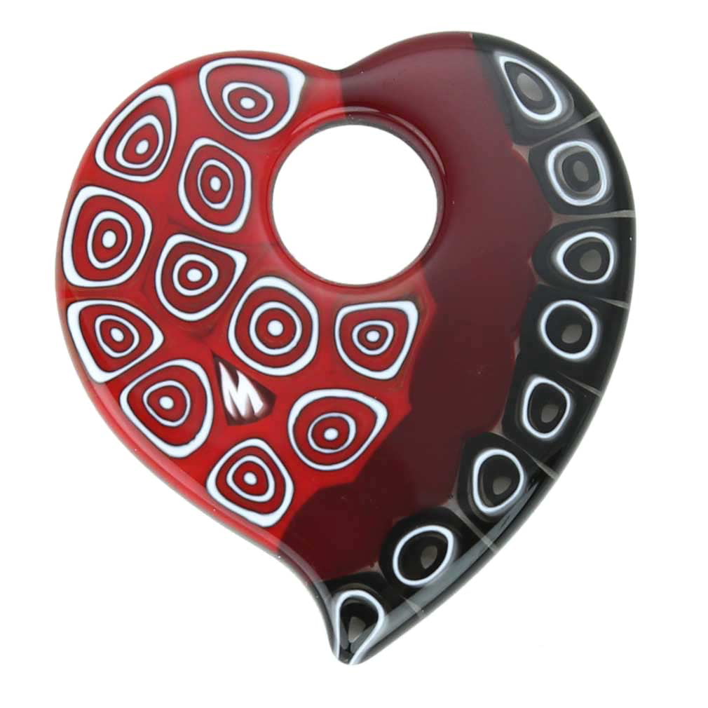 Red and Black Details about   GlassOfVenice Murano Glass Elegant Millefiori Heart Pendant 