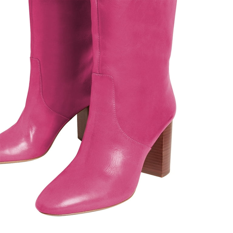 FSJ Women Classic Knee High Boots Stretch Pull On Round Closed Toe Long Boots Chunky High Heel Wide Calf Ladies Dress Party Shoes Size 12 Deep Pink - Walmart.com FSJ Women Classic Knee High Boots Stretch Pull On Round Closed Toe Long Boots Chunky High Heel Wide Calf Ladies Dress Party Shoes Size 12 Deep Pink - Walmart.com