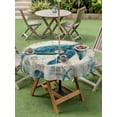 thumbnail image 4 of Outdoor Tablecloth with Umbrella Hole for Patio/Picnic/Party/Camping, Teal Sea Turtle Coastal Waterproof Table Cloth Round Cover Washable, Vintage Summer Beach Nautical (Dia 60"), 4 of 8