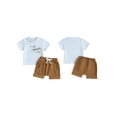 thumbnail image 2 of Baby Toddler Boy Shorts Clothing Set 6 12 18 24 Months 2T 3T Airplane Letter Print Short Sleeve T-shirt Solid Elastic Waist Shorts 2 Piece Summer Outfit, 2 of 9