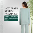 thumbnail image 6 of GUdiPUdi Women's Round Neck Viscose Made of Bamboo Pajama Set Hot Flash Menopause Relief PJs Comfortable Stylish Sleepwear Teal, 6 of 8