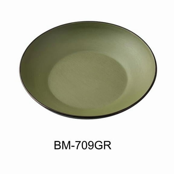 Yanco BM-709GR Birmingham 9 x 1.75 in. Salad & Pasta Bowl, Gray & Green Color - 30 oz - Melamine - Pack of 24