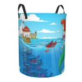 thumbnail image 2 of Cesta para ropa sucia Ariel redonda de una sola capa, duradera, de tela Oxford, impermeable, portátil, plegable, para baño, bolsa de almacenamiento de ropa con asa, tamaño mediano., 2 of 7
