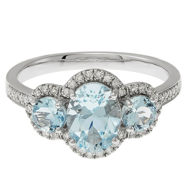 8X6MM Oval Aquamarine Ring with Diamonds in 14K Gold