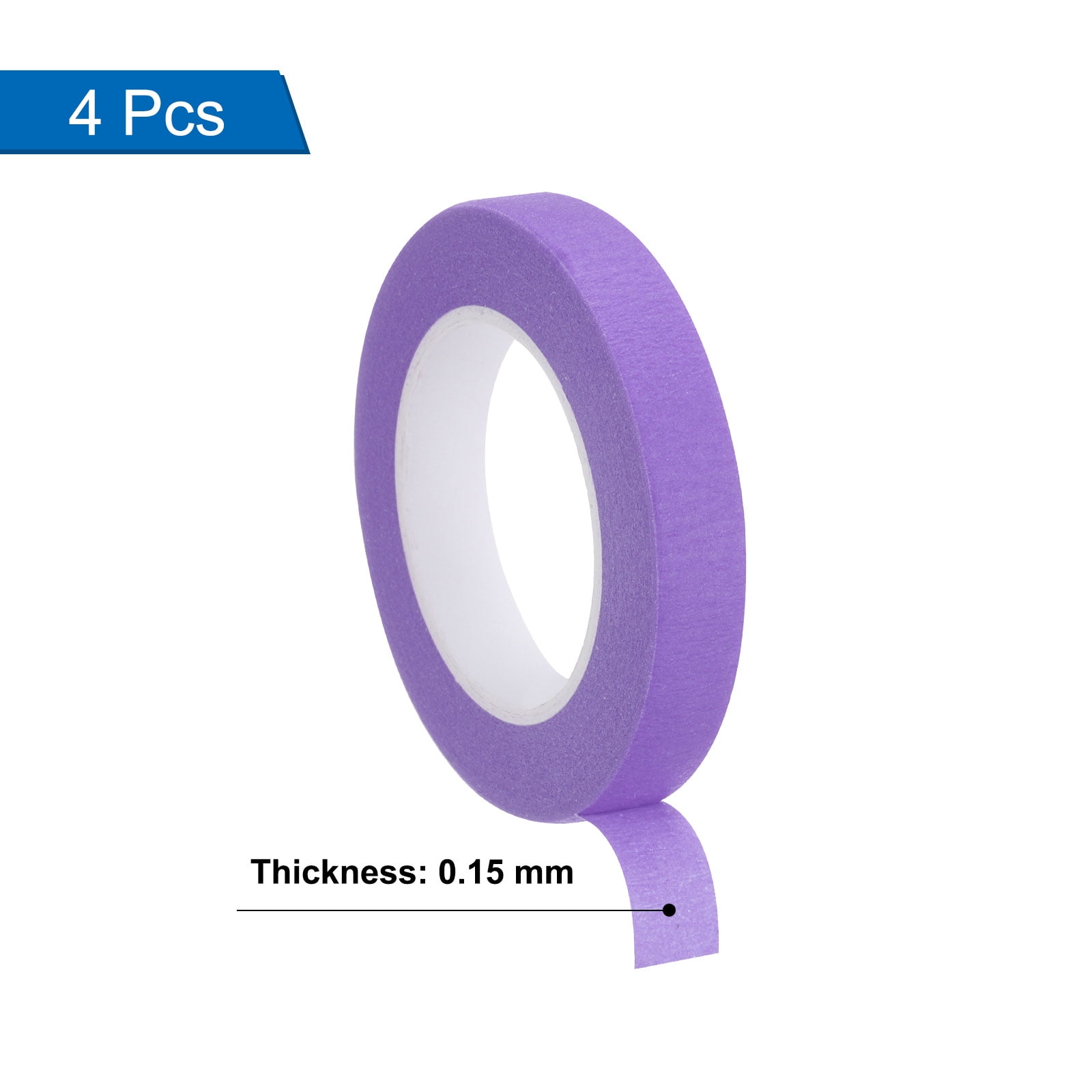 Uxcell 4Pcs 0.4 inch Wide 14 Yards Purple Masking Tape Painters Tape Rolls for Home Office