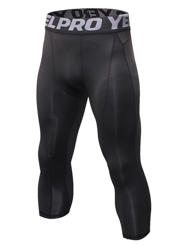 Mens Compression 3/4 Running Tights Gym Spandex Athletic Cycling Pants Dri fit 