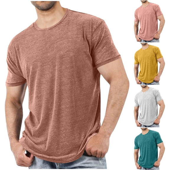 Short Sleeve Tops for Men Round Neck Soft Heather Solid Color Basic Tees Lightweight Breathable Daily Wear Suitable for Casual Outdoor