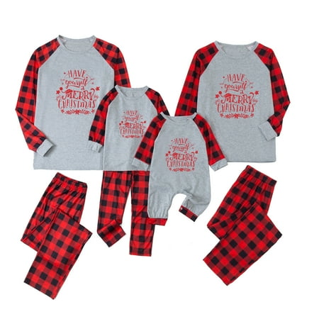 

Dadaria Christmas Pajamas for Family Parent-child Warm Christmas Set Printed Home Wear Pajamas Two-piece Mom Set Red Women S