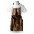 thumbnail image 4 of Rustic Apron, Wooden Background Pattern with a Weathered Star Figure Image, Unisex Kitchen Bib with Adjustable Neck for Cooking Gardening, Adult Size, Dunkelgrau Braun, by Ambesonne, 4 of 4