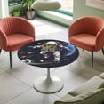 thumbnail image 4 of Sporty Style Astronaut Elastic Fitted Round Table Cover Soccer Blue Planet Waterproof Outdoor Tablecloth for Holiday Party, Picnic, Patio & Dining Fits Tables Up to 55"-60", 4 of 8