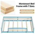 thumbnail image 5 of Full Size Floor Bed Frame with 2 Openings, Wooden Low Montessori Bed with Safe Guardrails for Boys Girls, Sky, 5 of 8
