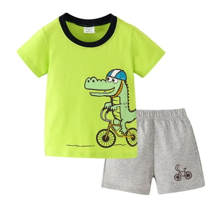 

LHWEN Teen Boy Girl Outfit Hallowe-en Christmas Toddler Girls Boys Winter Toddler Boys Short Sleeve Cartoon Prints T Shirt Tops Shorts Child Kids Gentleman Outfits