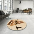 thumbnail image 3 of Ahgly Company Indoor Round Patterned NavajoWhite Gold Area Rugs, 6' Round, 3 of 6
