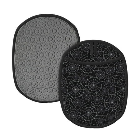 

Lukts Spider Web Black Print Silicone Pot Mat Mitten With Hanging Loop Heat Resistant Oven Mitts Non-Slip Bbq Baking Smoking Potholders