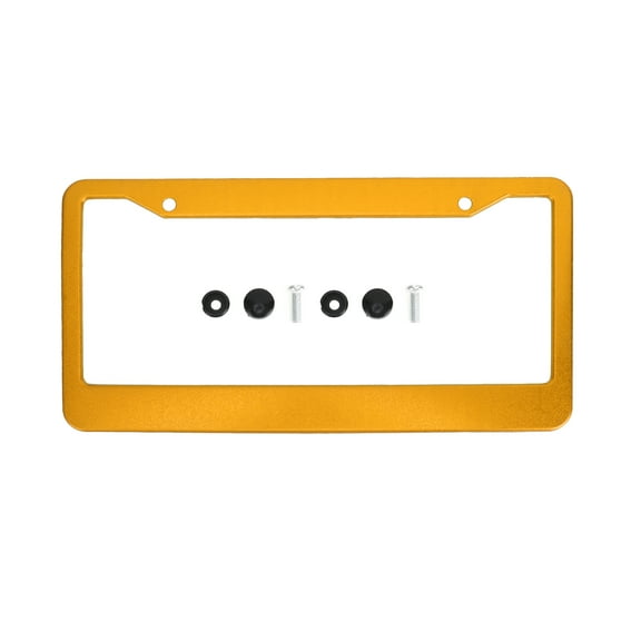 Unique Bargains Aluminium Alloy License Plate Holder Durable Mirror Polished License Plate Holder Gold Tone