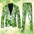 thumbnail image 2 of Men's St. Patrick's Day Printed Lapel Button Suit with Pants, Jacket & Tie - Shamrock Green Party, 2 of 5