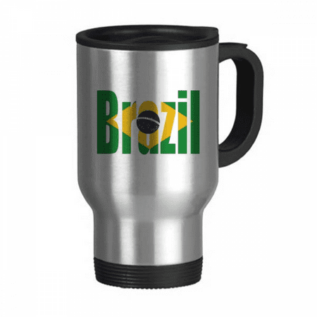

Brazil Country Flag Name Travel Mug Flip Lid Stainless Steel Cup Car Tumbler Thermos