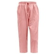 thumbnail image 5 of Timegard Cotton Linen Capris Pants for Women Plus Size Elastic Waist Drawstring Solid Color Cropped Trousers, 5 of 5