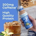 Iced Coffee, Vanilla Latte, 1g of Sugar, 10g of Protein, 90 calories, 200mg of caffeine, 12