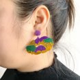 thumbnail image 5 of RSAMD 2023 New Gold Green Purple Glitter Acrylic Mardi Gras Carnival Holiday Earrings-#1, 5 of 8