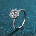 thumbnail image 3 of Round Diamond Solitaire Wedding Ring, Square Halo Diamond Engagement Ring, Solitaire With Accents Diamond Ring, Perfect Proposal Ring, 2.2 Ct Simulated Diamond, 925 Sterling Silver, 3 of 5