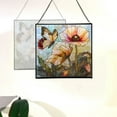 thumbnail image 4 of Butterfly and Poppy Flower Stained Glass Panels – Square Shaped Window Hangings, Tiffany Glass Traditional Art Crafts for Home Decor Gifts 81OR10, 4 of 6