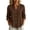 Brown, variant on Cotton Linen Button Down Shirt for Women Ghalytn V Neck Stand Collar Blouse - Long Sleeve Casual Top with Pockets