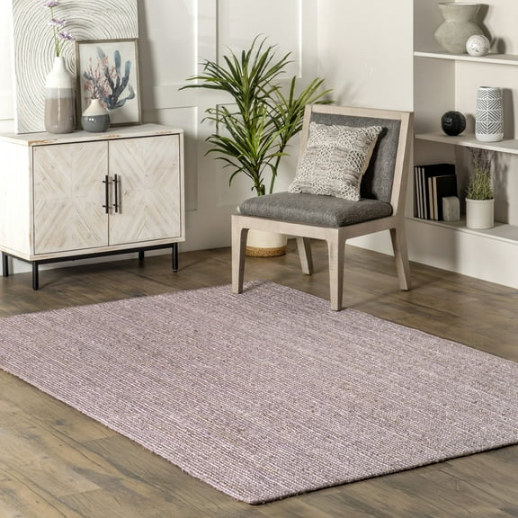 nuLOOM Rigo Hand Woven Farmhouse Jute Area Rug, 5' x 8', Light Purple