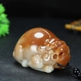 thumbnail image 3 of Honey Color Pixiu Figurine Carved Stone Wealth Beast Handheld Feng Shui Decor for Home Office or Gift Ornament, 3 of 9
