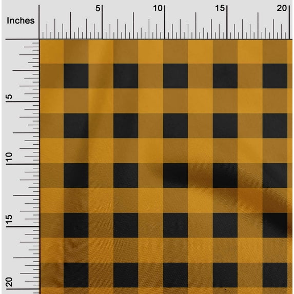 oneOone Cotton Silk Black Fabric Gingham Check Quilting Supplies Print Sewing Fabric By The Yard 42 Inches Wide