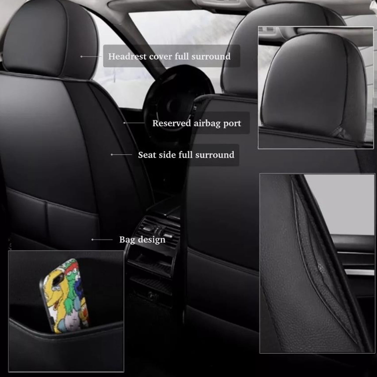 Car Seat Covers Fit for Chevy Equinox 2011-2025: 5 Seats Faux Leather Waterproof Seat Protectors (Black&Redline) - 2 Rows