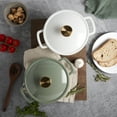 thumbnail image 6 of Smith & Clark 3-Quart Enameled Cast Iron Dutch Oven Fluted Round Pot with Lid, Sage, 6 of 10