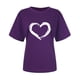 thumbnail image 5 of ICHUANYI Clearance Women Short Sleeves Crewneck Heart-shaped Print Casual Tops Blouse T-shirt(Purple, L) ICHUANYI WER2023080701599, 5 of 7