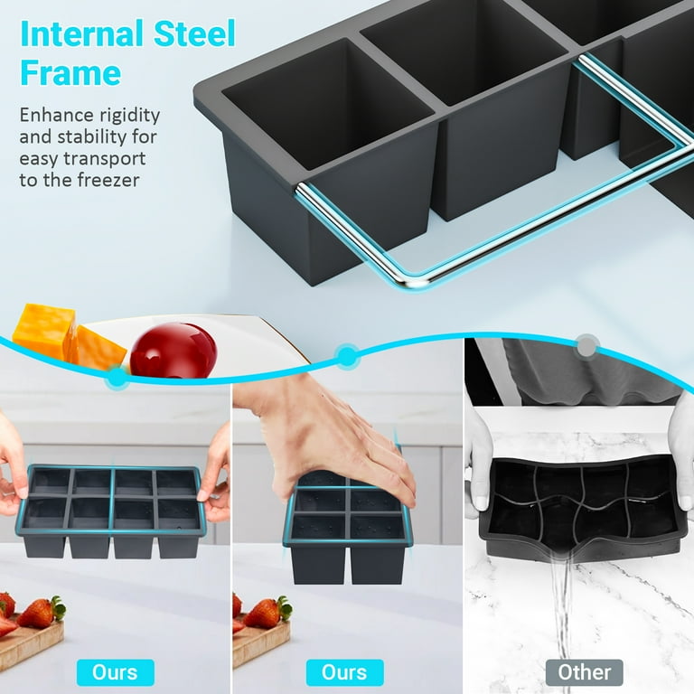 TINANA Ice Cube Tray with Lid: 3 Pack Large Silicone Ice Tray