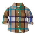 thumbnail image 4 of Cethrio Boys Plaid Shirts, 2025 Long Sleeve Casual Collared Button Down Shirts Brown Size 8, 4 of 5