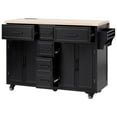 thumbnail image 5 of DEALTOPS Rolling Kitchen Island Storage Cart with Power Outlet, Drop Leaf, 5 Drawers & 2 Cabinets, Black, 5 of 11
