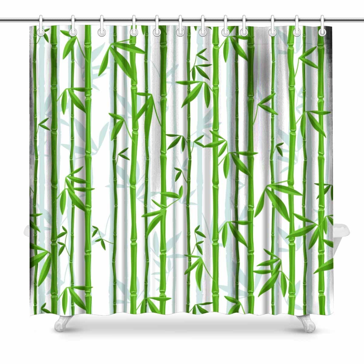 Details about   Bamboo Design PVC Shower Curtain with Hooks Green 54"x84" 