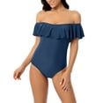 thumbnail image 4 of Csndyce Women One Piece Swimsuits Ruffled off Shoulder Backless Tummy Control Halter Bikini Female, 4 of 7