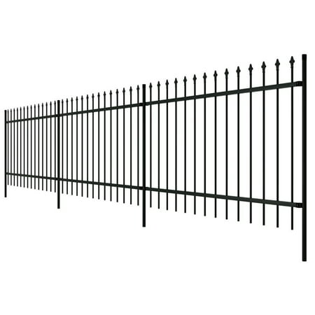 Ornamental Security Palisade Fence Steel Black Pointed Top 2'