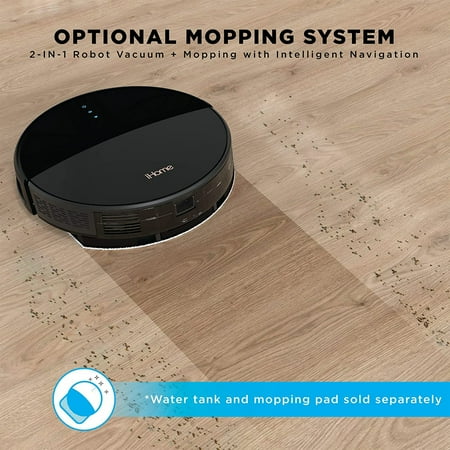 iHome - AutoVac Eclipse Wi-Fi Connected Robot Vacuum & Mop with Mapping HomeMap Navigation and HyperDrive Technology - Black