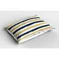 thumbnail image 2 of Ambesonne Striped Pillow Sham 2 Pack, Navy Blue Beige Brush, 26"x20", Petrol Blue White Beige, 2 of 3