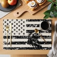 thumbnail image 2 of Independence Day Placemats Set of 1, Vintage Eagle Black American Flag Linen Texture Non-Slip Place Mats Washable Table Mats for Kitchen Dining Table Decorations Indoor/Outdoor, 2 of 9