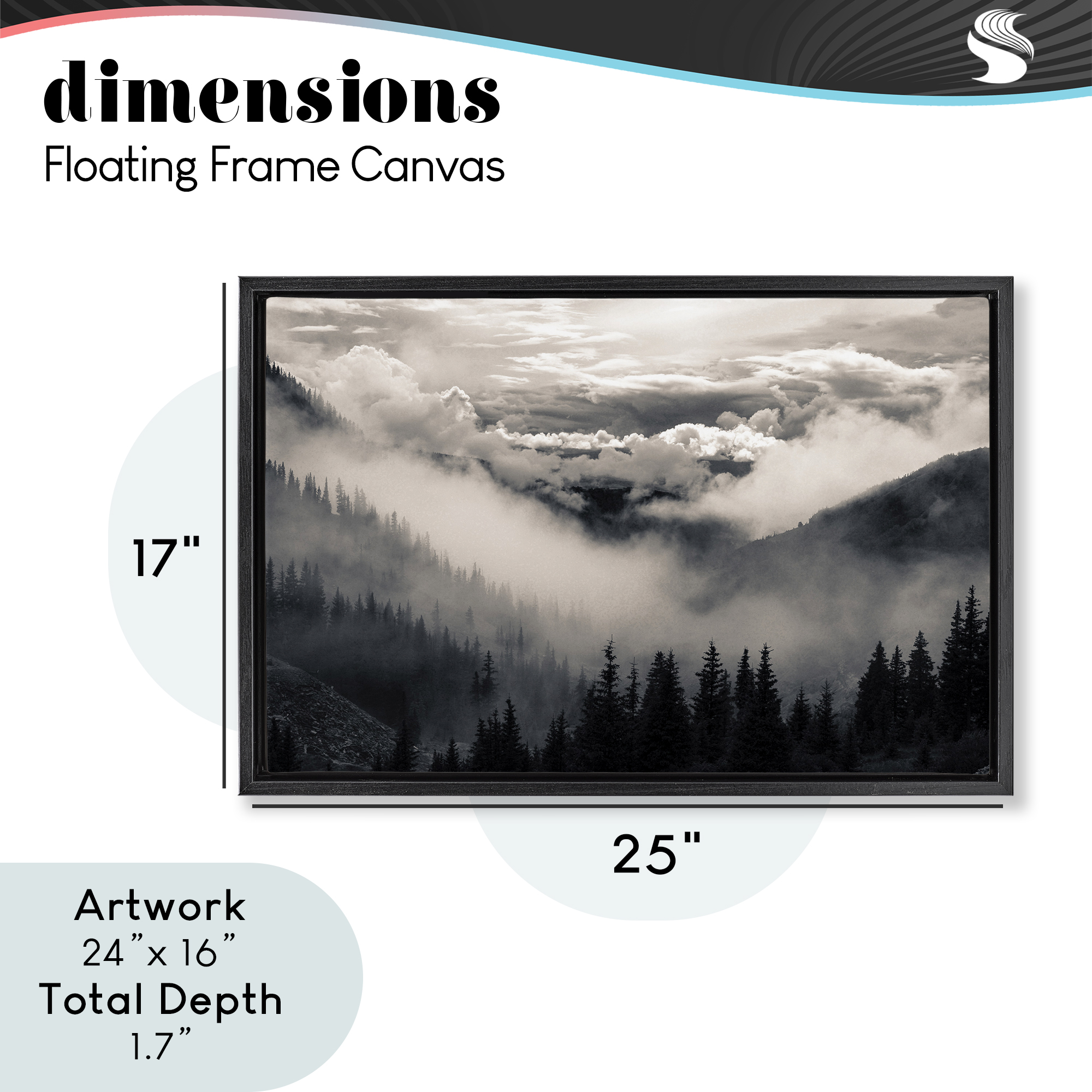 Billowing Fog Atmosphere Black Framed Floater Canvas Wall Art, design by Decent Exposures