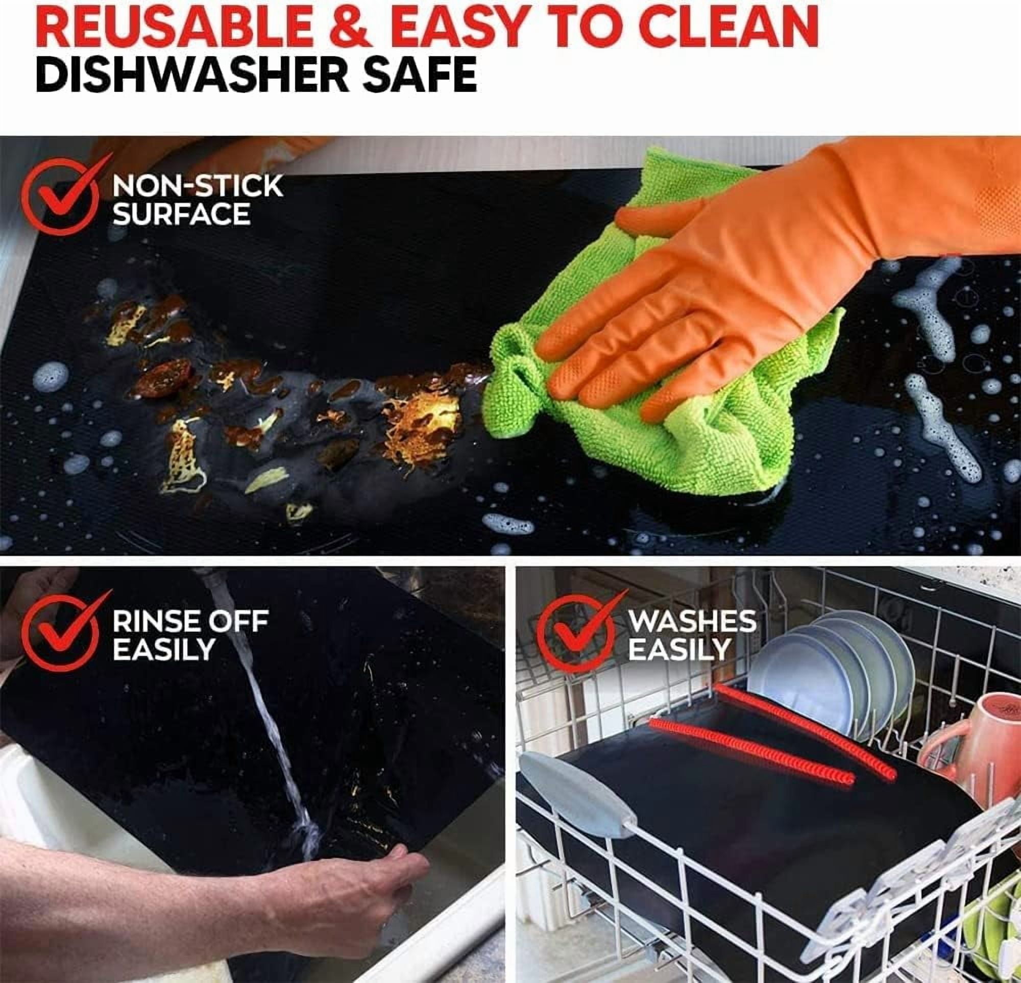 ThreadNanny 2-Pack Large Oven Liner Mats and 2-Silicon Oven Rack Protector Guard for Bottom of Oven