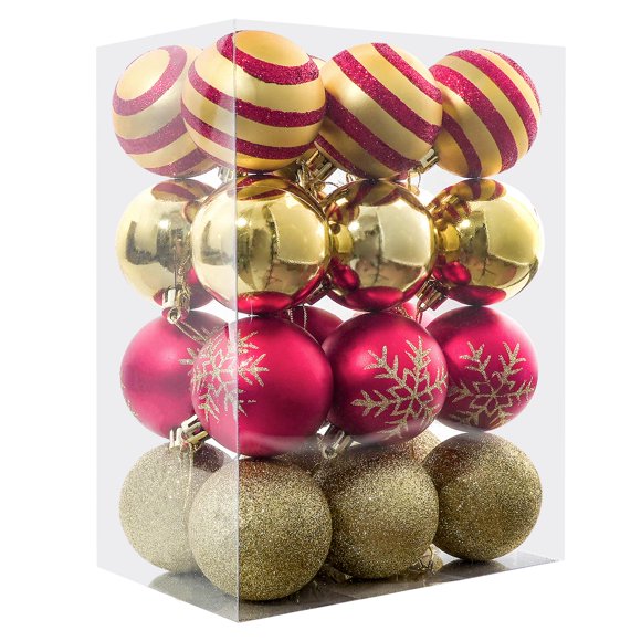 24 Bolas De Navidad De 6 Cm/2,4 Pulgadas, Bolas De Navidad Rojas Y Doradas, Adornos Colgantes Para Árbol De Navidad, Guirnalda De Guirnalda, Fiesta De Año Nuevo