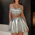 thumbnail image 3 of Hvot&aat Women's Split Three Piece Swimsuit Metallic Shiny Sequins Tassel Bathing Suit Triangle Bikini Beachwear, 3 of 5