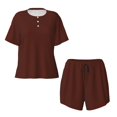 thumbnail image 4 of Naloa Brown Women's Short-Sleeved Pajama Set, Loungewear, Summer pajamas, Breathable Cozy - XX-Large, 4 of 9