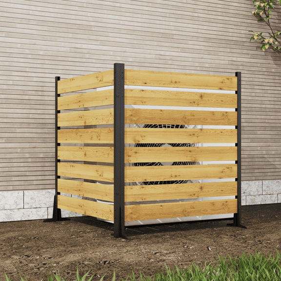 MAYEERTY 55"x38.5"W Cedar Wood Privacy Screen 2 Panels Outdoor Walls Fence for Pool Trash Air - Con Enclosure