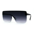 thumbnail image 1 of Flat Top Half Rim Oversize Shield 80s Fashion Sunglasses Black Smoke, 1 of 4