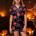 thumbnail image 2 of NIEWTR Teen Girl's Halloween Pajama Set Short Sleeved Shorts Home Clothes Halloween Pj Set Bluey Halloween Costume, 2 of 5